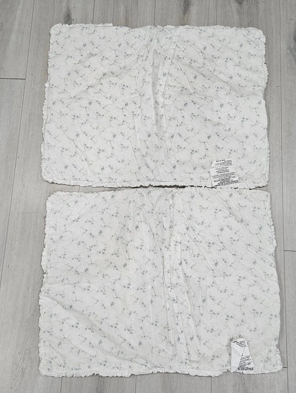 Simply Shabby Chic British Rose Blue Floral Patchwork Quilted STD Pillow Shams 2